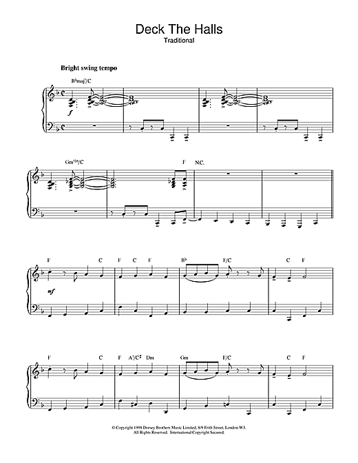 Preview Christmas Carol Deck The Halls (jazzy arrangement) Jazz sheet music, notes and chords for Piano, SKU: 17909 sheet music, piano notes, chords, guitar tabs, score, transpose, transcribe, how to play, guide, download, learn, tutorial, progression, song, artist, awards, billboard, mtv, vh1, tour, single, album, release