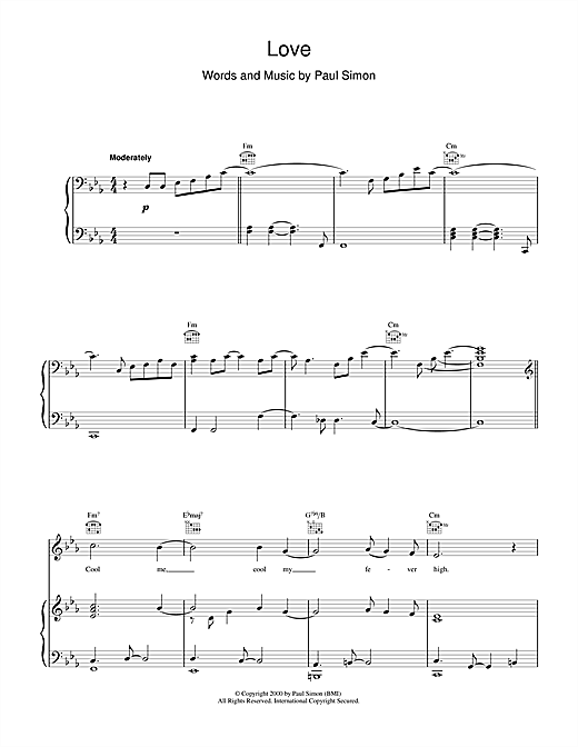 Preview Paul Simon Love Pop sheet music, notes and chords for Piano, Vocal & Guitar (Right-Hand Melody), SKU: 17987 sheet music, piano notes, chords, guitar tabs, score, transpose, transcribe, how to play, guide, download, learn, tutorial, progression, song, artist, awards, billboard, mtv, vh1, tour, single, album, release
