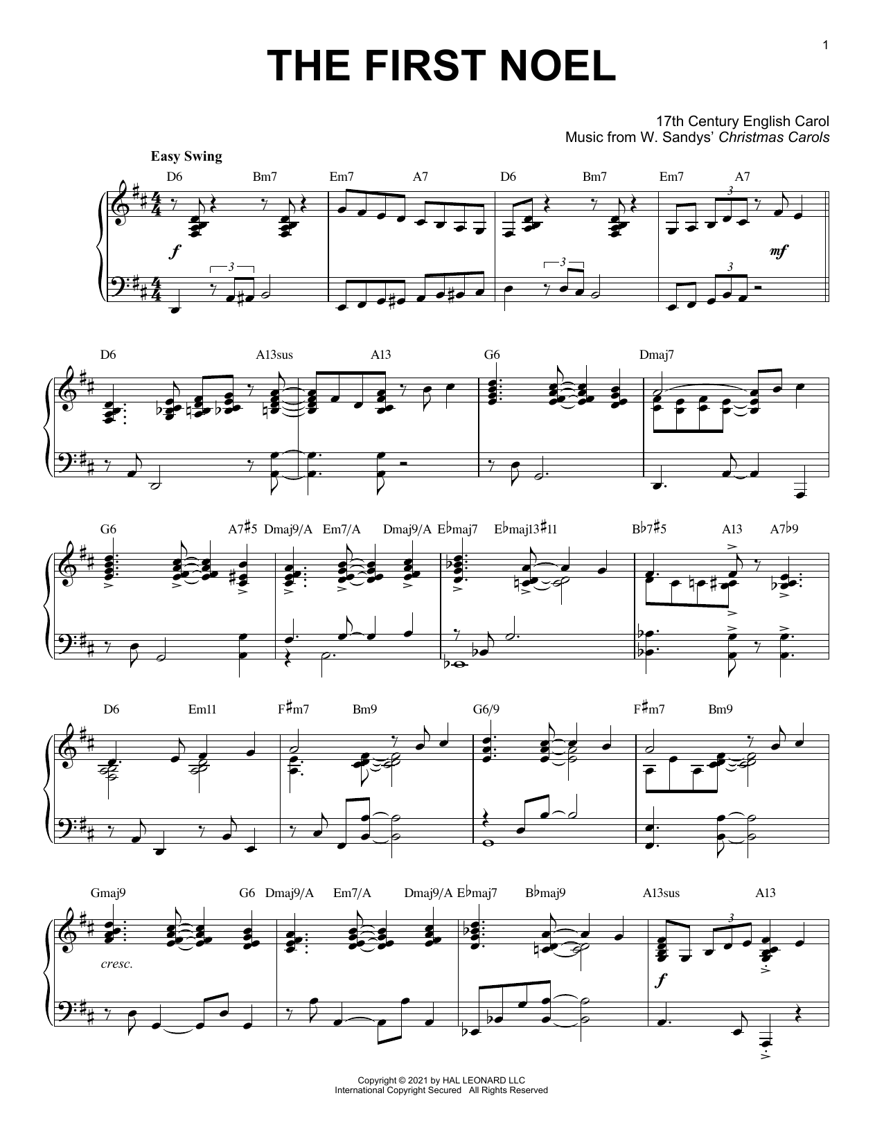 NOEL JAZZ Sheet music for Piano (A Capella) Easy