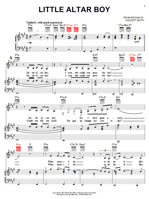 Preview Carpenters Little Altar Boy Pop sheet music, notes and chords for Piano, Vocal & Guitar (Right-Hand Melody), SKU: 18058 sheet music, piano notes, chords, guitar tabs, score, transpose, transcribe, how to play, guide, download, learn, tutorial, progression, song, artist, awards, billboard, mtv, vh1, tour, single, album, release