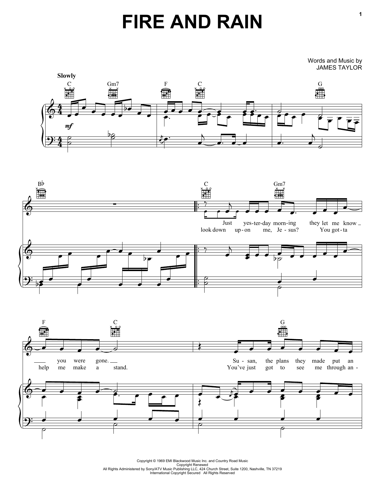 Preview James Taylor Fire And Rain Pop sheet music, notes and chords for Piano, Vocal & Guitar (Right-Hand Melody), SKU: 18075 sheet music, piano notes, chords, guitar tabs, score, transpose, transcribe, how to play, guide, download, learn, tutorial, progression, song, artist, awards, billboard, mtv, vh1, tour, single, album, release