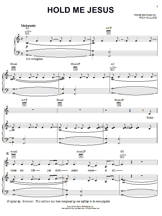 Preview Rich Mullins Hold Me Jesus Pop sheet music, notes and chords for Piano, Vocal & Guitar (Right-Hand Melody), SKU: 18142 sheet music, piano notes, chords, guitar tabs, score, transpose, transcribe, how to play, guide, download, learn, tutorial, progression, song, artist, awards, billboard, mtv, vh1, tour, single, album, release