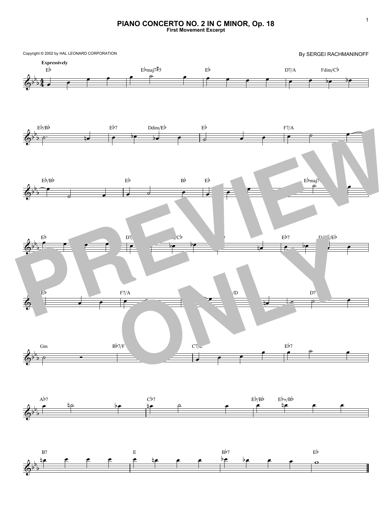 Preview Sergei Rachmaninoff Piano Concerto No. 2 In C Minor, Op. 18 Classical sheet music, notes and chords for Melody Line, Lyrics & Chords, SKU: 181674 sheet music, piano notes, chords, guitar tabs, score, transpose, transcribe, how to play, guide, download, learn, tutorial, progression, song, artist, awards, billboard, mtv, vh1, tour, single, album, release