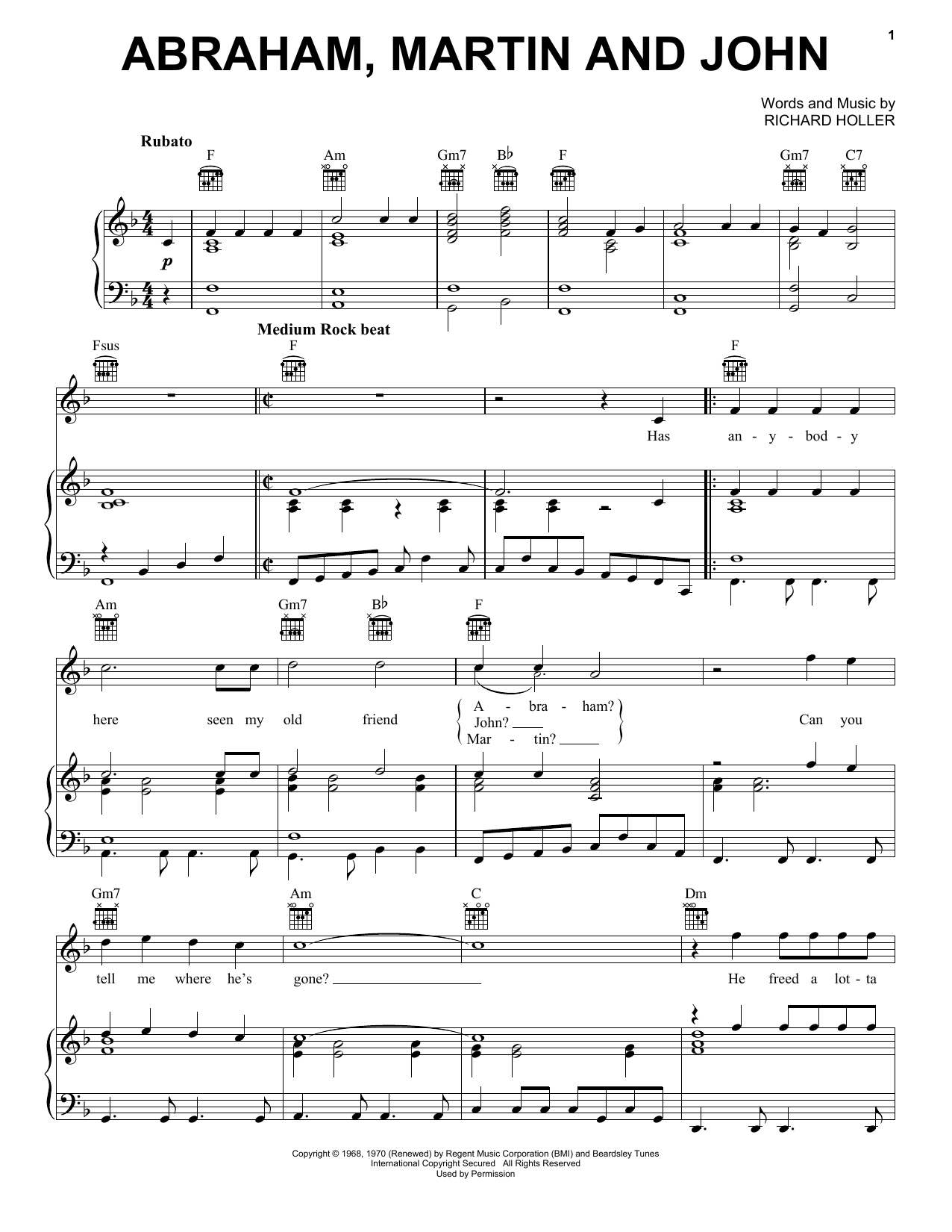 Preview Dion Abraham, Martin And John Rock sheet music, notes and chords for Piano, Vocal & Guitar (Right-Hand Melody), SKU: 18173 sheet music, piano notes, chords, guitar tabs, score, transpose, transcribe, how to play, guide, download, learn, tutorial, progression, song, artist, awards, billboard, mtv, vh1, tour, single, album, release