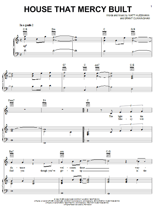 Preview Point Of Grace House That Mercy Built Pop sheet music, notes and chords for Piano, Vocal & Guitar (Right-Hand Melody), SKU: 18187 sheet music, piano notes, chords, guitar tabs, score, transpose, transcribe, how to play, guide, download, learn, tutorial, progression, song, artist, awards, billboard, mtv, vh1, tour, single, album, release