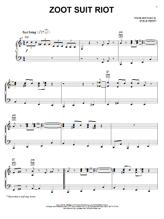 Preview Cherry Poppin' Daddies Zoot Suit Riot Pop sheet music, notes and chords for Piano, Vocal & Guitar (Right-Hand Melody), SKU: 18211 sheet music, piano notes, chords, guitar tabs, score, transpose, transcribe, how to play, guide, download, learn, tutorial, progression, song, artist, awards, billboard, mtv, vh1, tour, single, album, release
