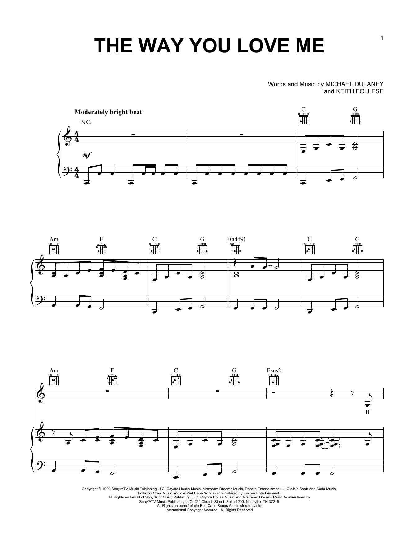 Preview Faith Hill The Way You Love Me Country sheet music, notes and chords for Piano, Vocal & Guitar (Right-Hand Melody), SKU: 18232 sheet music, piano notes, chords, guitar tabs, score, transpose, transcribe, how to play, guide, download, learn, tutorial, progression, song, artist, awards, billboard, mtv, vh1, tour, single, album, release