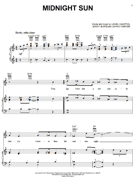 Preview Johnny Mercer Midnight Sun Jazz sheet music, notes and chords for Piano, Vocal & Guitar (Right-Hand Melody), SKU: 18290 sheet music, piano notes, chords, guitar tabs, score, transpose, transcribe, how to play, guide, download, learn, tutorial, progression, song, artist, awards, billboard, mtv, vh1, tour, single, album, release