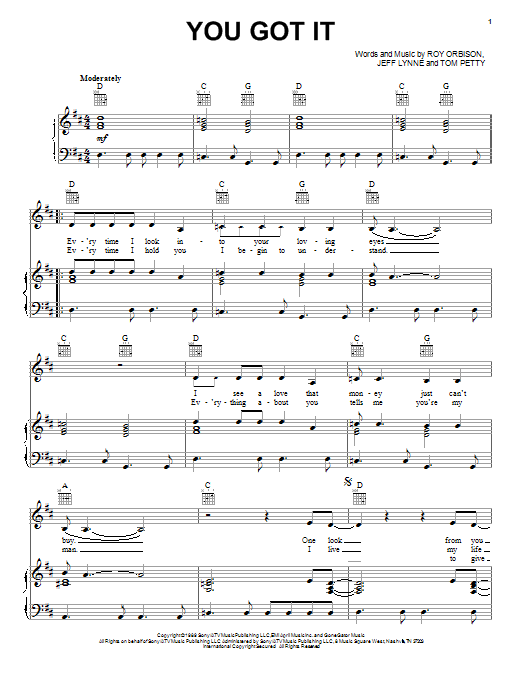 Preview Roy Orbison You Got It Pop sheet music, notes and chords for Piano, Vocal & Guitar (Right-Hand Melody), SKU: 18352 sheet music, piano notes, chords, guitar tabs, score, transpose, transcribe, how to play, guide, download, learn, tutorial, progression, song, artist, awards, billboard, mtv, vh1, tour, single, album, release