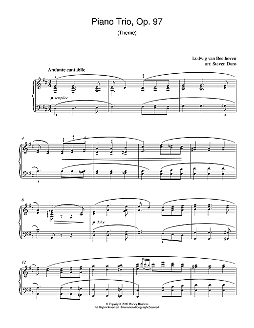 Preview Ludwig van Beethoven Piano Trio Opus 97 Classical sheet music, notes and chords for Piano, SKU: 18404 sheet music, piano notes, chords, guitar tabs, score, transpose, transcribe, how to play, guide, download, learn, tutorial, progression, song, artist, awards, billboard, mtv, vh1, tour, single, album, release