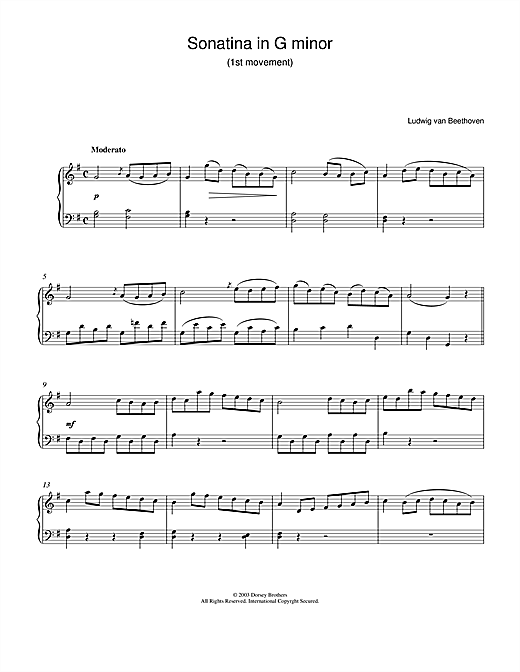 Preview Ludwig van Beethoven Sonatina In G 1st Movement Classical sheet music, notes and chords for Piano, SKU: 18406 sheet music, piano notes, chords, guitar tabs, score, transpose, transcribe, how to play, guide, download, learn, tutorial, progression, song, artist, awards, billboard, mtv, vh1, tour, single, album, release