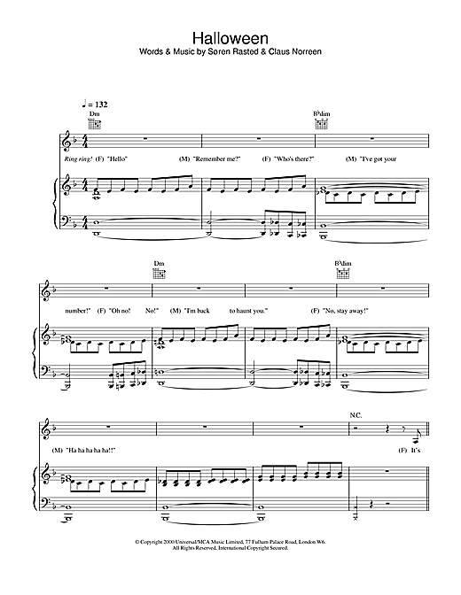 Preview Aqua Halloween Pop sheet music, notes and chords for Piano, Vocal & Guitar, SKU: 18501 sheet music, piano notes, chords, guitar tabs, score, transpose, transcribe, how to play, guide, download, learn, tutorial, progression, song, artist, awards, billboard, mtv, vh1, tour, single, album, release
