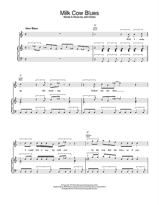 Preview Eddie Cochran Milk Cow Blues Rock N Roll sheet music, notes and chords for Piano, Vocal & Guitar (Right-Hand Melody), SKU: 18517 sheet music, piano notes, chords, guitar tabs, score, transpose, transcribe, how to play, guide, download, learn, tutorial, progression, song, artist, awards, billboard, mtv, vh1, tour, single, album, release