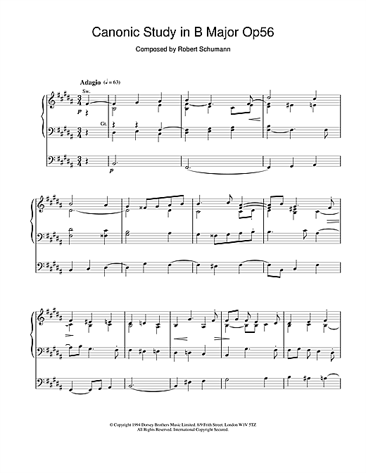 Preview Robert Schumann Canonic Study in B Major Op56 Classical sheet music, notes and chords for Organ, SKU: 18537 sheet music, piano notes, chords, guitar tabs, score, transpose, transcribe, how to play, guide, download, learn, tutorial, progression, song, artist, awards, billboard, mtv, vh1, tour, single, album, release