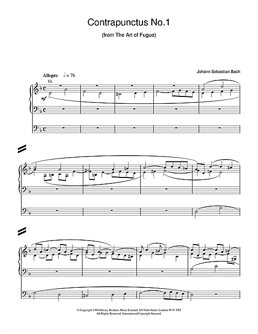 Preview Johann Sebastian Bach Contrapunctus No.1 from The Art of Fugue Classical sheet music, notes and chords for Organ, SKU: 18547 sheet music, piano notes, chords, guitar tabs, score, transpose, transcribe, how to play, guide, download, learn, tutorial, progression, song, artist, awards, billboard, mtv, vh1, tour, single, album, release