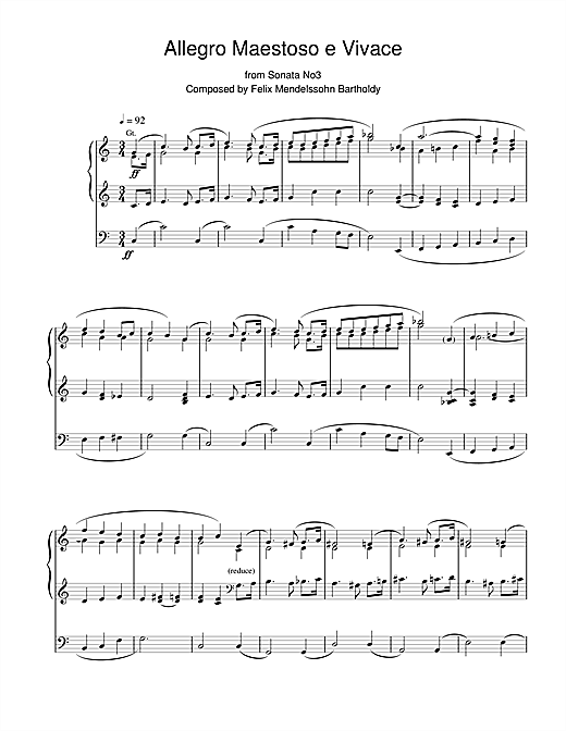Preview Felix Mendelssohn Allegro Maestoso e Vivace from Sonata No.3 Classical sheet music, notes and chords for Organ, SKU: 18550 sheet music, piano notes, chords, guitar tabs, score, transpose, transcribe, how to play, guide, download, learn, tutorial, progression, song, artist, awards, billboard, mtv, vh1, tour, single, album, release