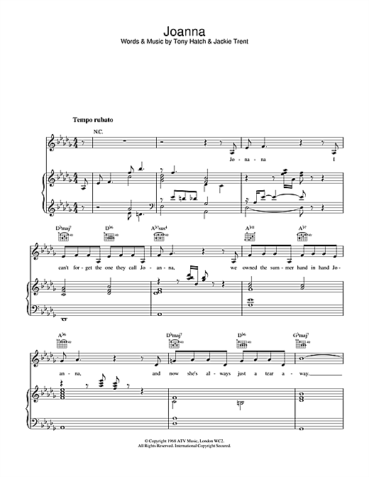 Preview Scott Walker Joanna Rock sheet music, notes and chords for Piano, Vocal & Guitar, SKU: 18554 sheet music, piano notes, chords, guitar tabs, score, transpose, transcribe, how to play, guide, download, learn, tutorial, progression, song, artist, awards, billboard, mtv, vh1, tour, single, album, release