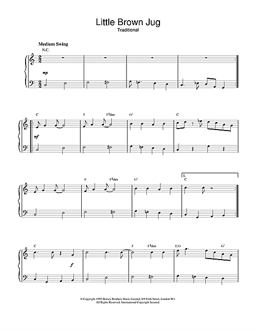 Preview Duke Ellington Little Brown Jug Jazz sheet music, notes and chords for Piano, Vocal & Guitar (Right-Hand Melody), SKU: 18616 sheet music, piano notes, chords, guitar tabs, score, transpose, transcribe, how to play, guide, download, learn, tutorial, progression, song, artist, awards, billboard, mtv, vh1, tour, single, album, release