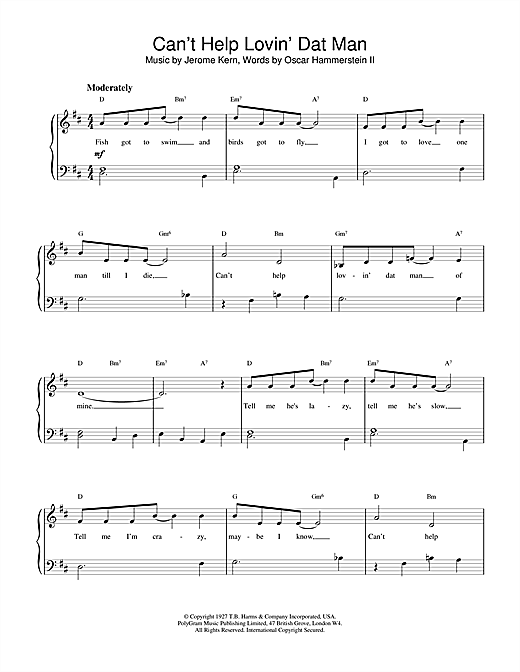 Preview Bessie Smith Can't Help Lovin' Dat Man (from Show Boat) Musicals sheet music, notes and chords for Piano, SKU: 18617 sheet music, piano notes, chords, guitar tabs, score, transpose, transcribe, how to play, guide, download, learn, tutorial, progression, song, artist, awards, billboard, mtv, vh1, tour, single, album, release