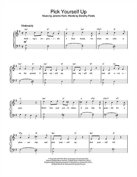 Preview Jerome Kern & Dorothy Fields Pick Yourself Up Jazz sheet music, notes and chords for Piano, SKU: 18618 sheet music, piano notes, chords, guitar tabs, score, transpose, transcribe, how to play, guide, download, learn, tutorial, progression, song, artist, awards, billboard, mtv, vh1, tour, single, album, release