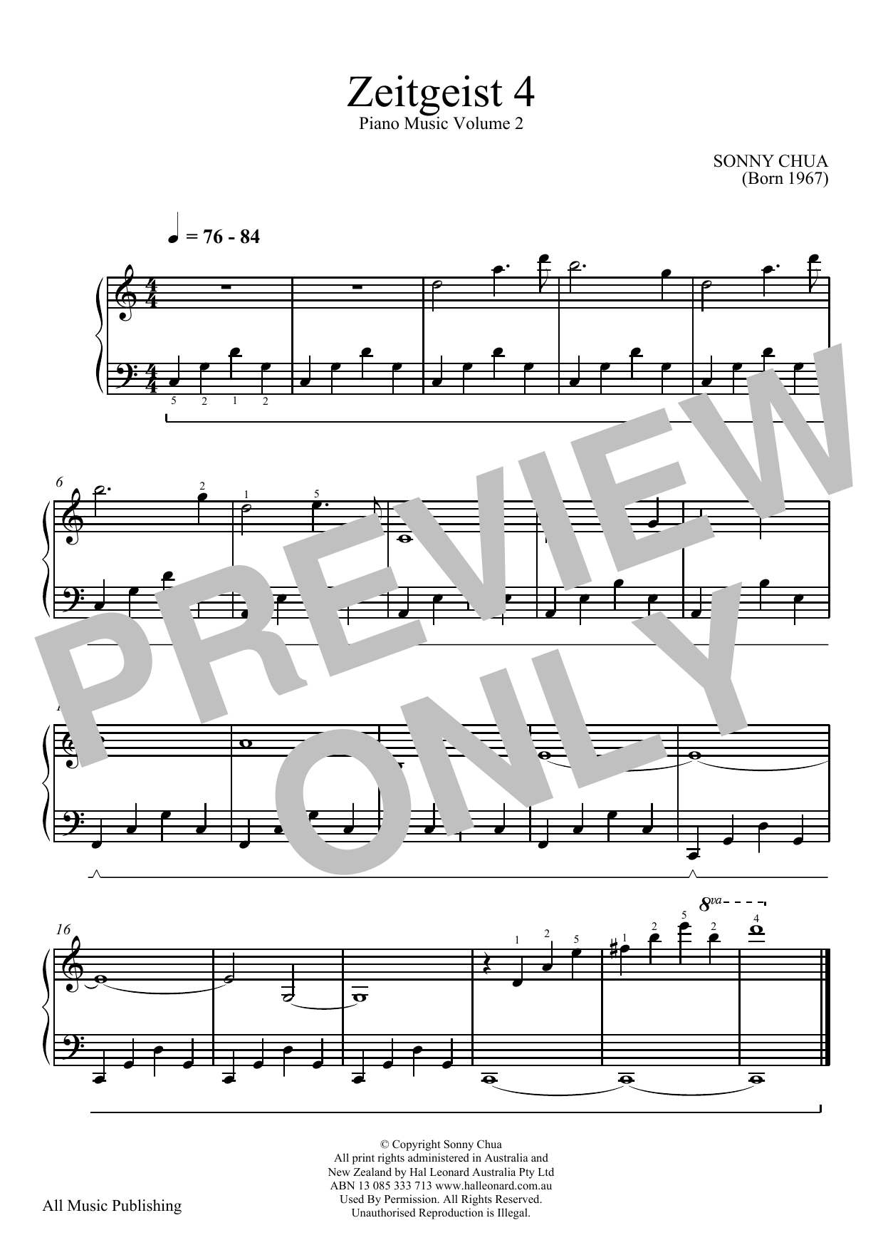 Preview Sonny Chua Zeitgeist 4 (From Piano Music Vol 2) Easy Listening sheet music, notes and chords for Piano, SKU: 186287 sheet music, piano notes, chords, guitar tabs, score, transpose, transcribe, how to play, guide, download, learn, tutorial, progression, song, artist, awards, billboard, mtv, vh1, tour, single, album, release