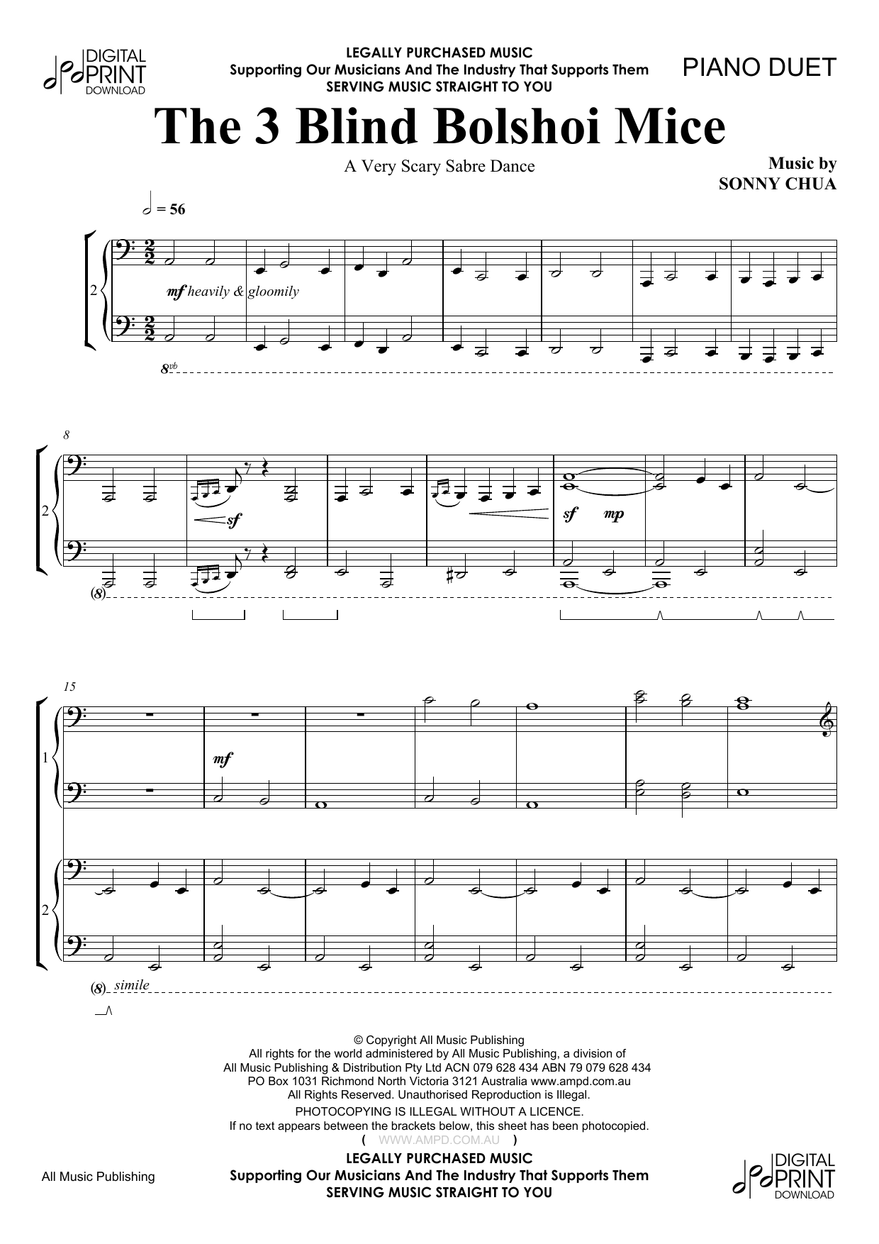 Preview Sonny Chua The 3 Blind Bolshoi Mice Easy Listening sheet music, notes and chords for Piano, SKU: 186307 sheet music, piano notes, chords, guitar tabs, score, transpose, transcribe, how to play, guide, download, learn, tutorial, progression, song, artist, awards, billboard, mtv, vh1, tour, single, album, release