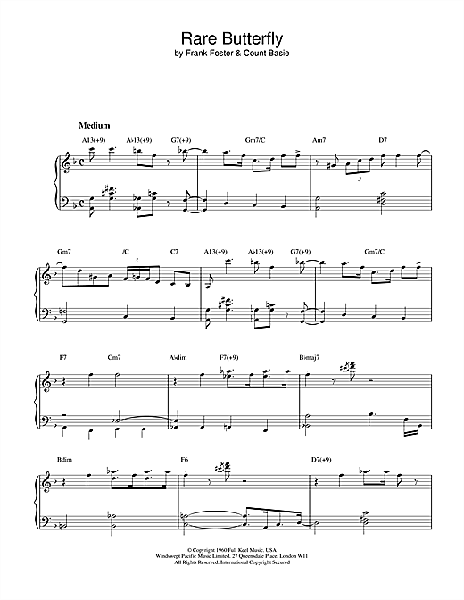 Preview Count Basie Rare Butterfly Jazz sheet music, notes and chords for Piano, SKU: 18645 sheet music, piano notes, chords, guitar tabs, score, transpose, transcribe, how to play, guide, download, learn, tutorial, progression, song, artist, awards, billboard, mtv, vh1, tour, single, album, release