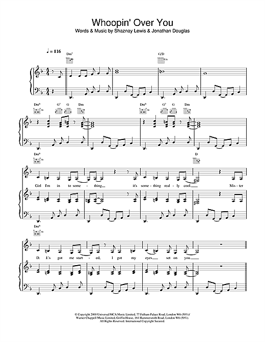 Preview All Saints Whoopin' Over You R & B sheet music, notes and chords for Piano, Vocal & Guitar, SKU: 18659 sheet music, piano notes, chords, guitar tabs, score, transpose, transcribe, how to play, guide, download, learn, tutorial, progression, song, artist, awards, billboard, mtv, vh1, tour, single, album, release