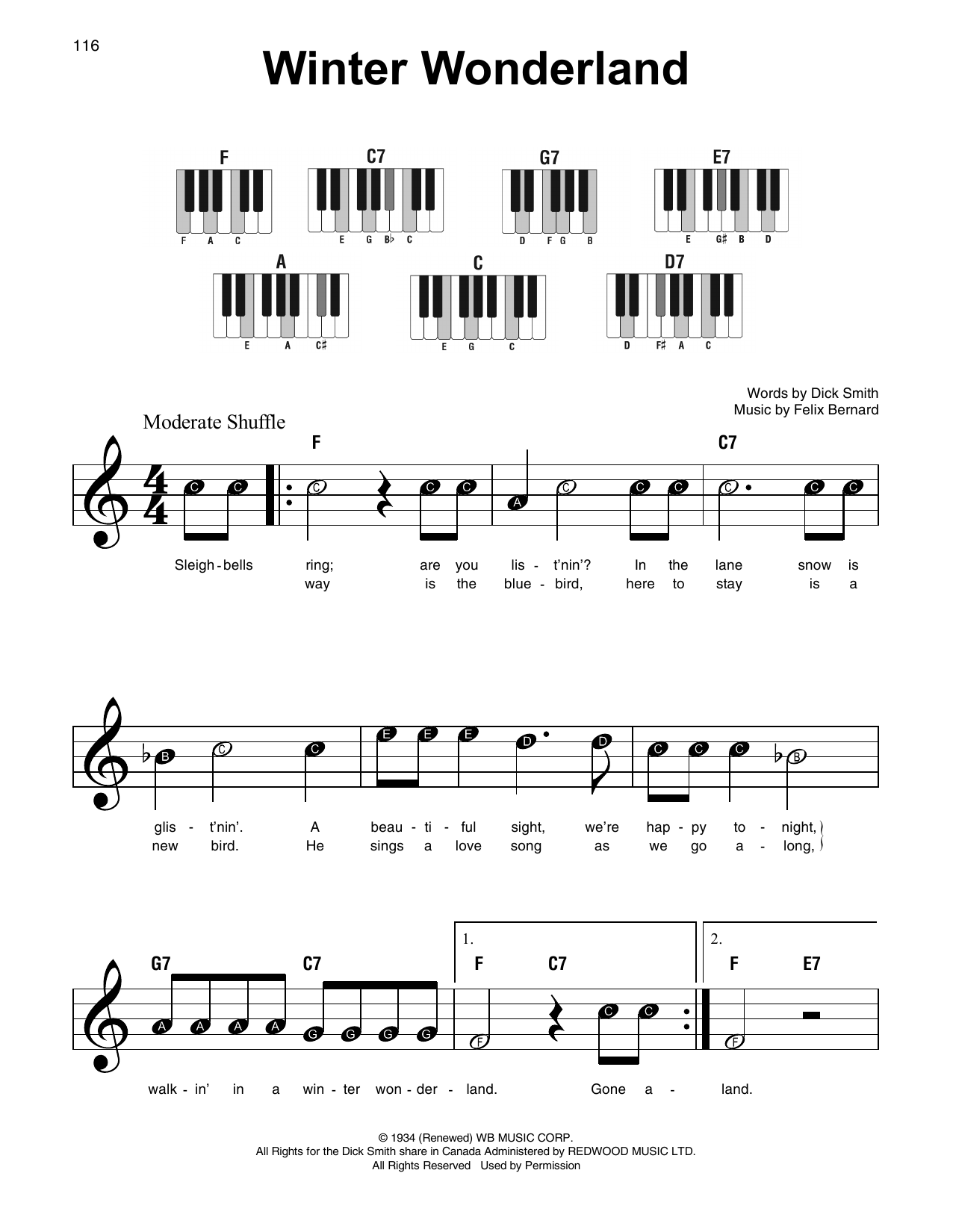 Preview Dick Smith Winter Wonderland Winter sheet music, notes and chords for Super Easy Piano, SKU: 187023 sheet music, piano notes, chords, guitar tabs, score, transpose, transcribe, how to play, guide, download, learn, tutorial, progression, song, artist, awards, billboard, mtv, vh1, tour, single, album, release