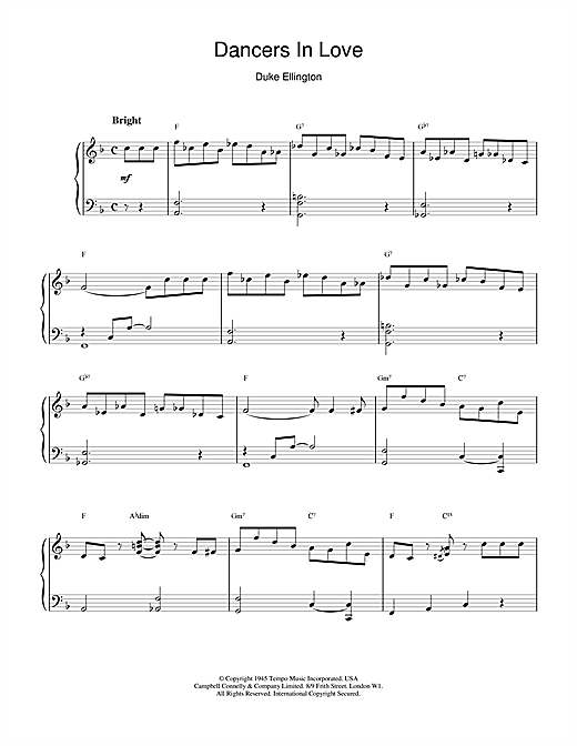 Preview Duke Ellington Dancers In Love Jazz sheet music, notes and chords for Piano, SKU: 18729 sheet music, piano notes, chords, guitar tabs, score, transpose, transcribe, how to play, guide, download, learn, tutorial, progression, song, artist, awards, billboard, mtv, vh1, tour, single, album, release