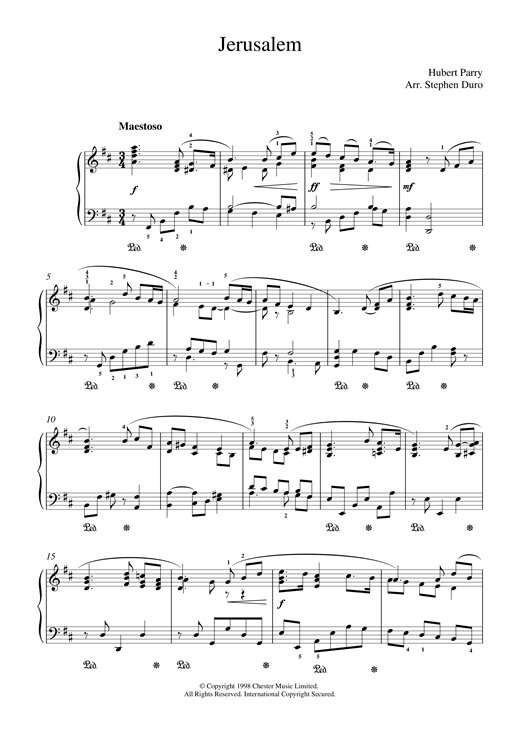 Preview Hubert Parry Jerusalem Classical sheet music, notes and chords for Piano, SKU: 18810 sheet music, piano notes, chords, guitar tabs, score, transpose, transcribe, how to play, guide, download, learn, tutorial, progression, song, artist, awards, billboard, mtv, vh1, tour, single, album, release