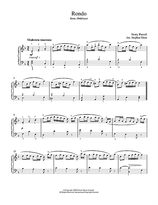 Preview Henry Purcell Rondo from Abdelazer Classical sheet music, notes and chords for Piano, SKU: 18816 sheet music, piano notes, chords, guitar tabs, score, transpose, transcribe, how to play, guide, download, learn, tutorial, progression, song, artist, awards, billboard, mtv, vh1, tour, single, album, release
