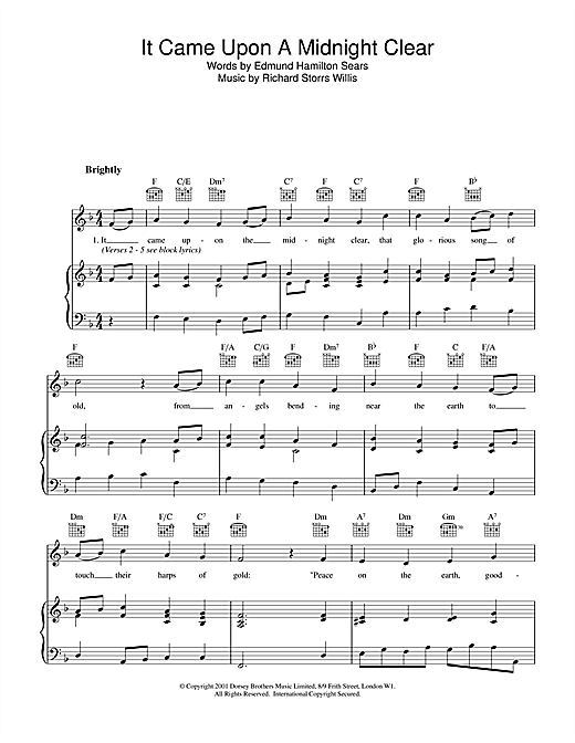 Preview Christmas Carol It Came Upon The Midnight Clear Christmas sheet music, notes and chords for Piano & Vocal, SKU: 18905 sheet music, piano notes, chords, guitar tabs, score, transpose, transcribe, how to play, guide, download, learn, tutorial, progression, song, artist, awards, billboard, mtv, vh1, tour, single, album, release