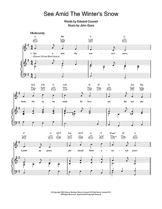 Preview Christmas Carol See Amid The Winter's Snow Christmas sheet music, notes and chords for Piano & Vocal, SKU: 18911 sheet music, piano notes, chords, guitar tabs, score, transpose, transcribe, how to play, guide, download, learn, tutorial, progression, song, artist, awards, billboard, mtv, vh1, tour, single, album, release