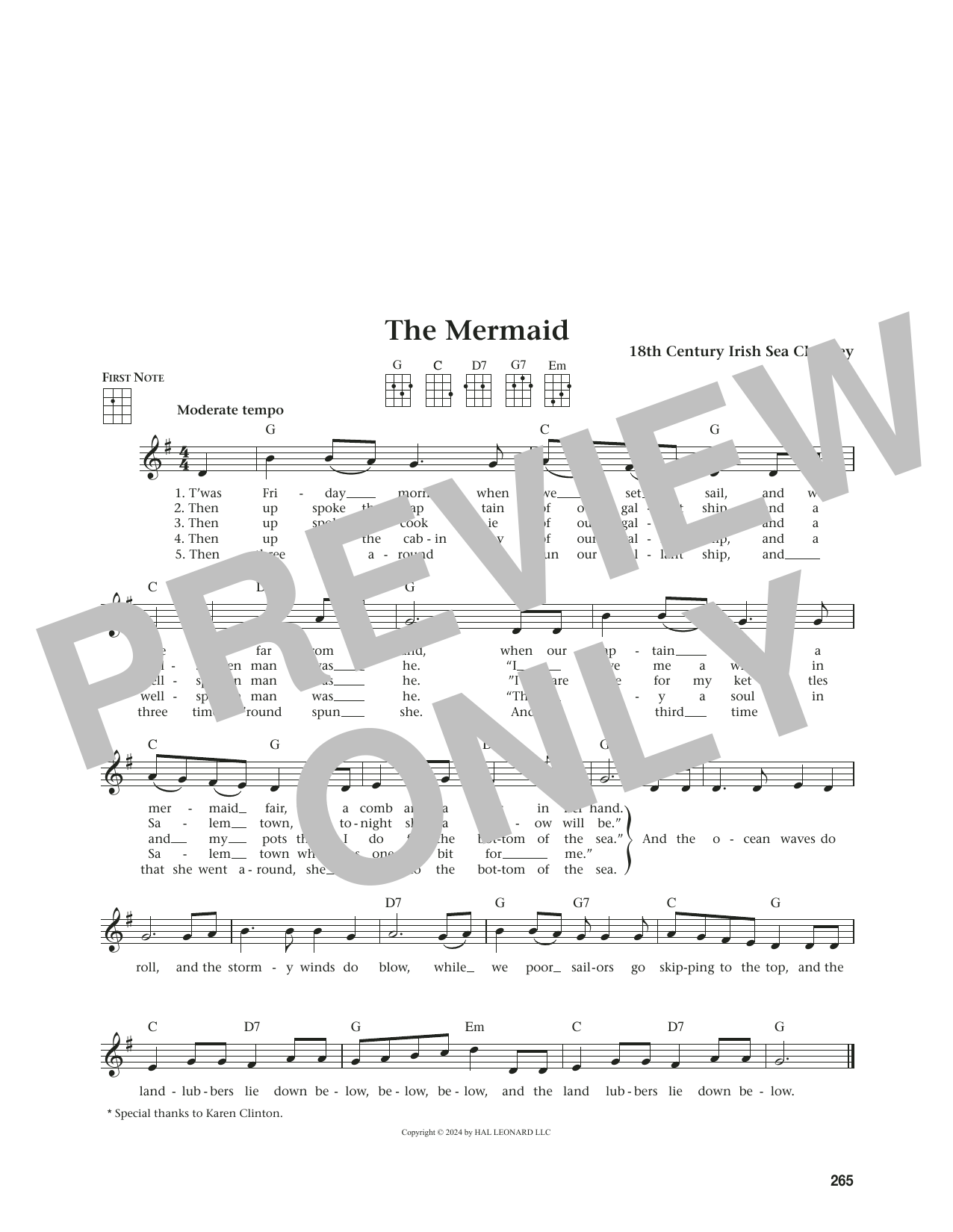 18th Century Sea Chantey The Mermaid (from The Daily Ukulele) (arr. Jim Beloff) sheet music notes and chords. Download Printable PDF.