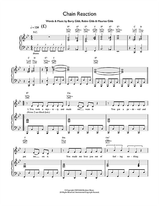 Preview Steps Chain Reaction Pop sheet music, notes and chords for Piano, Vocal & Guitar, SKU: 19026 sheet music, piano notes, chords, guitar tabs, score, transpose, transcribe, how to play, guide, download, learn, tutorial, progression, song, artist, awards, billboard, mtv, vh1, tour, single, album, release