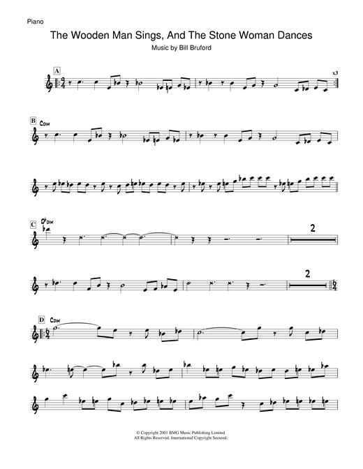 Preview Bill Bruford The Wooden Man Sings And The Stone Woman Dances Rock sheet music, notes and chords for Piano, SKU: 19073 sheet music, piano notes, chords, guitar tabs, score, transpose, transcribe, how to play, guide, download, learn, tutorial, progression, song, artist, awards, billboard, mtv, vh1, tour, single, album, release