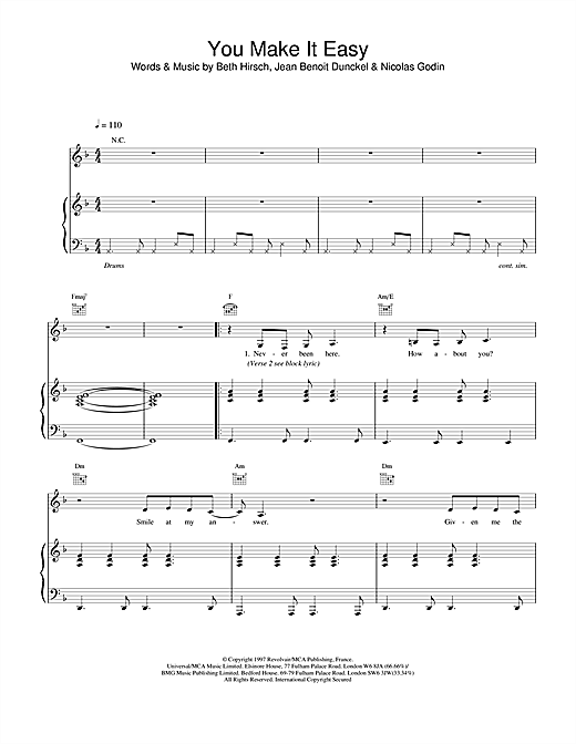 Preview Air You Make It Easy Pop sheet music, notes and chords for Piano, Vocal & Guitar, SKU: 19111 sheet music, piano notes, chords, guitar tabs, score, transpose, transcribe, how to play, guide, download, learn, tutorial, progression, song, artist, awards, billboard, mtv, vh1, tour, single, album, release