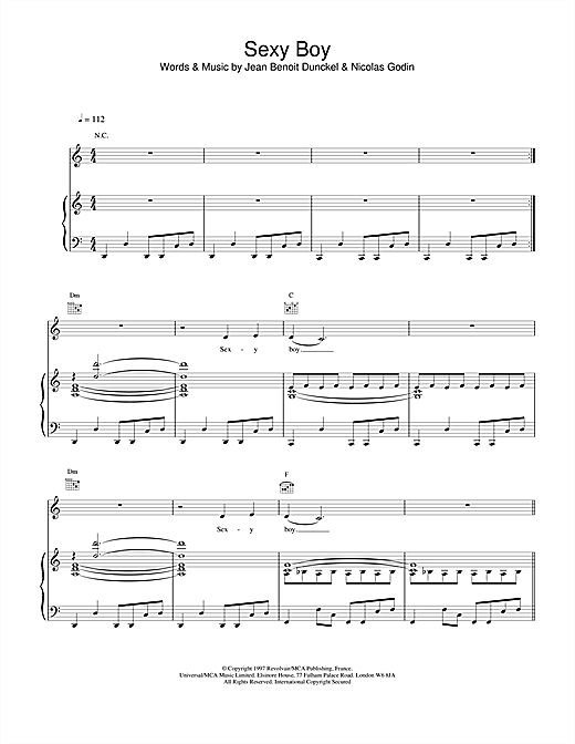 Preview Air Sexy Boy Pop sheet music, notes and chords for Piano, Vocal & Guitar, SKU: 19127 sheet music, piano notes, chords, guitar tabs, score, transpose, transcribe, how to play, guide, download, learn, tutorial, progression, song, artist, awards, billboard, mtv, vh1, tour, single, album, release
