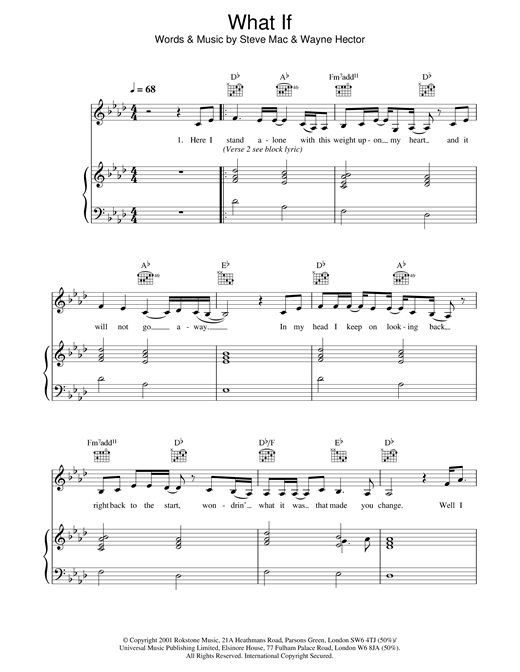 Preview Kate Winslet What If Pop sheet music, notes and chords for Piano, Vocal & Guitar, SKU: 19142 sheet music, piano notes, chords, guitar tabs, score, transpose, transcribe, how to play, guide, download, learn, tutorial, progression, song, artist, awards, billboard, mtv, vh1, tour, single, album, release