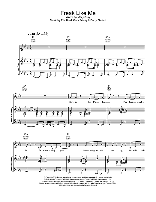 Preview Macy Gray Freak Like Me R & B sheet music, notes and chords for Piano, Vocal & Guitar, SKU: 19155 sheet music, piano notes, chords, guitar tabs, score, transpose, transcribe, how to play, guide, download, learn, tutorial, progression, song, artist, awards, billboard, mtv, vh1, tour, single, album, release