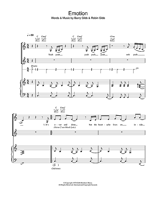 Preview Destiny's Child Emotion Pop sheet music, notes and chords for Piano, Vocal & Guitar, SKU: 19205 sheet music, piano notes, chords, guitar tabs, score, transpose, transcribe, how to play, guide, download, learn, tutorial, progression, song, artist, awards, billboard, mtv, vh1, tour, single, album, release