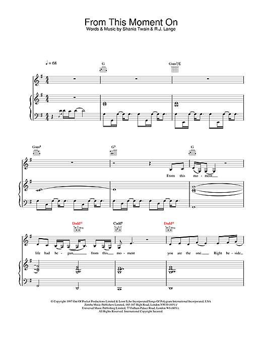 Preview Shania Twain From This Moment On Pop sheet music, notes and chords for Piano, Vocal & Guitar, SKU: 19233 sheet music, piano notes, chords, guitar tabs, score, transpose, transcribe, how to play, guide, download, learn, tutorial, progression, song, artist, awards, billboard, mtv, vh1, tour, single, album, release