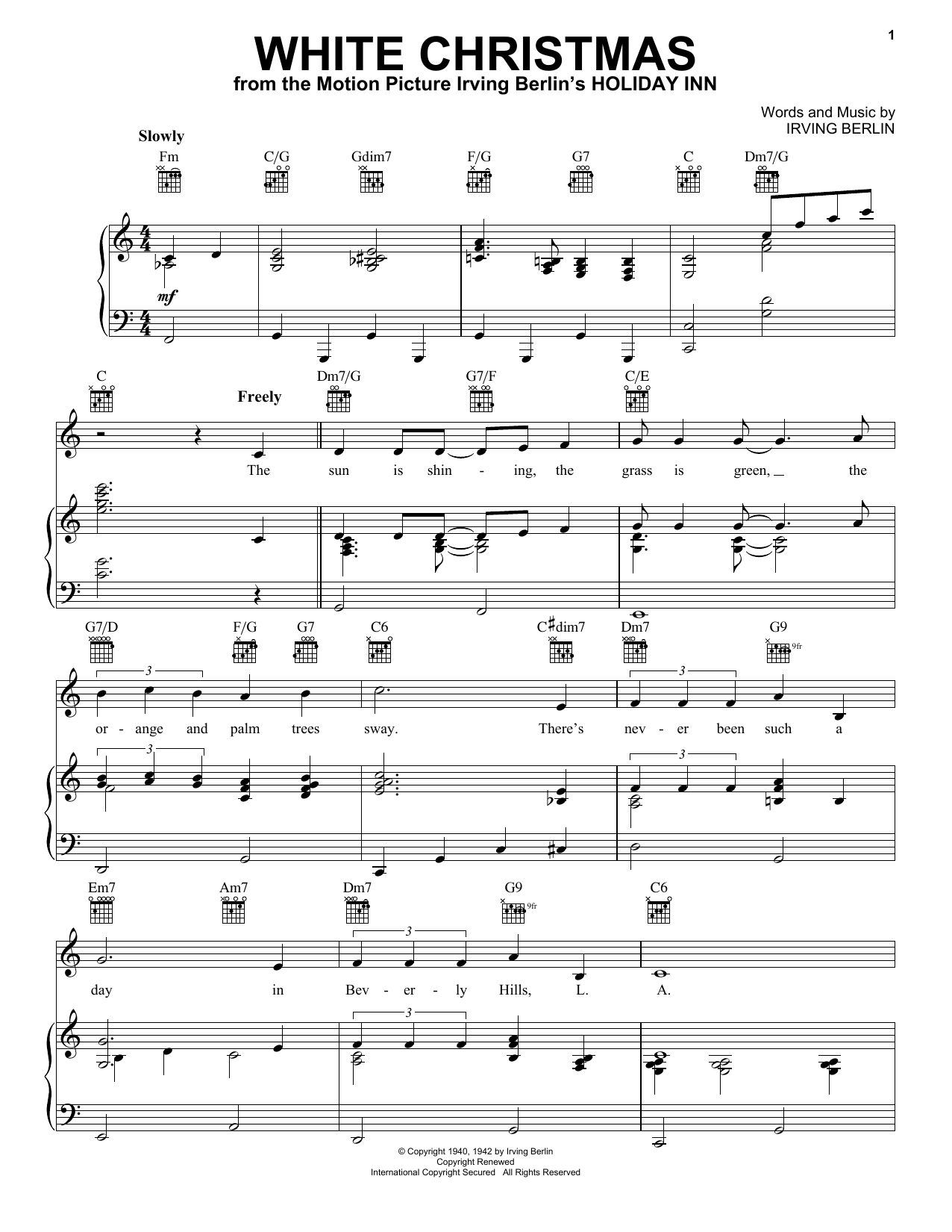 Preview Irving Berlin White Christmas Folk sheet music, notes and chords for Piano, Vocal & Guitar (Right-Hand Melody), SKU: 19246 sheet music, piano notes, chords, guitar tabs, score, transpose, transcribe, how to play, guide, download, learn, tutorial, progression, song, artist, awards, billboard, mtv, vh1, tour, single, album, release