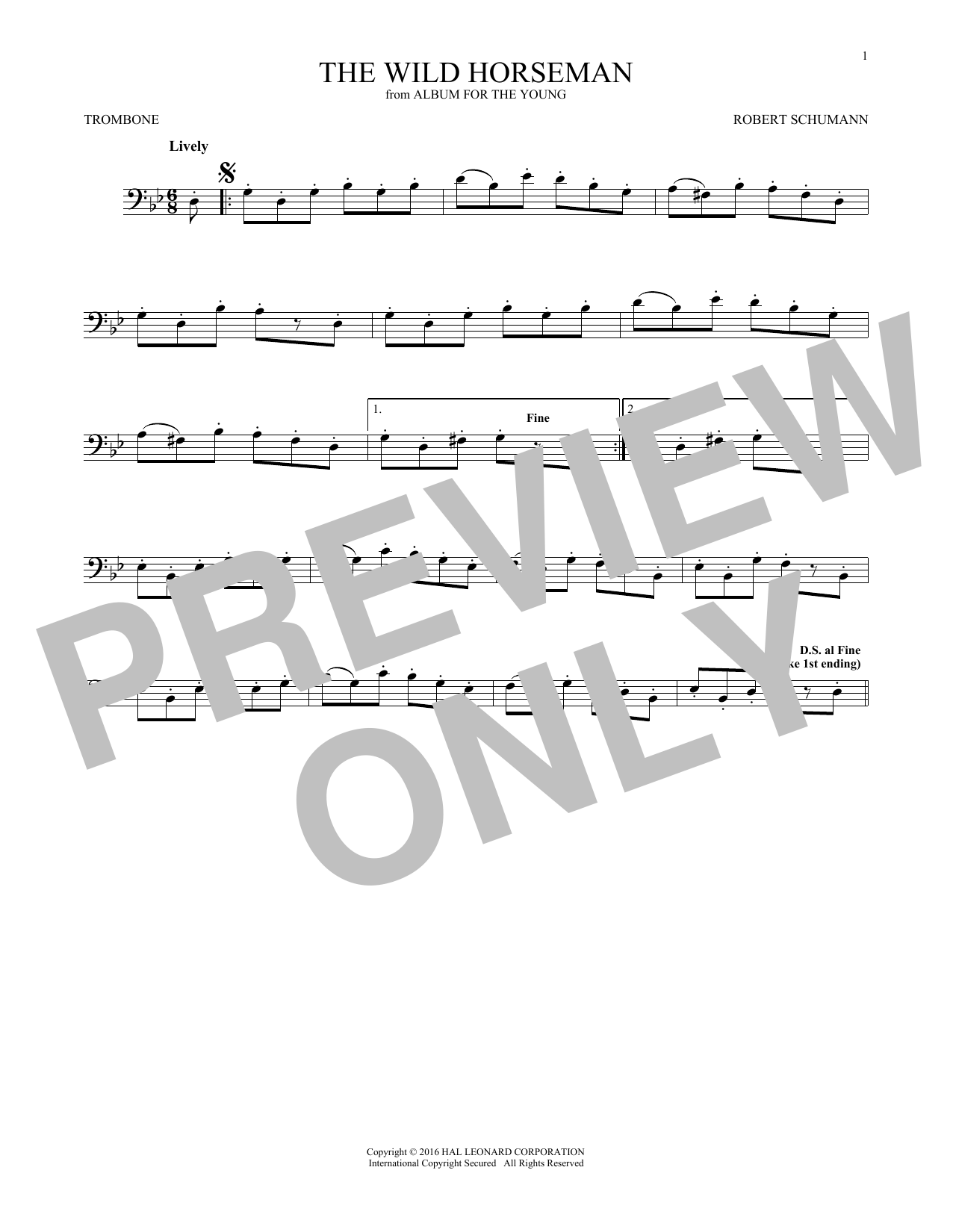 Preview Robert Schumann The Wild Horseman (Wilder Reiter), Op. 68, No. 8 Classical sheet music, notes and chords for Trombone, SKU: 192758 sheet music, piano notes, chords, guitar tabs, score, transpose, transcribe, how to play, guide, download, learn, tutorial, progression, song, artist, awards, billboard, mtv, vh1, tour, single, album, release