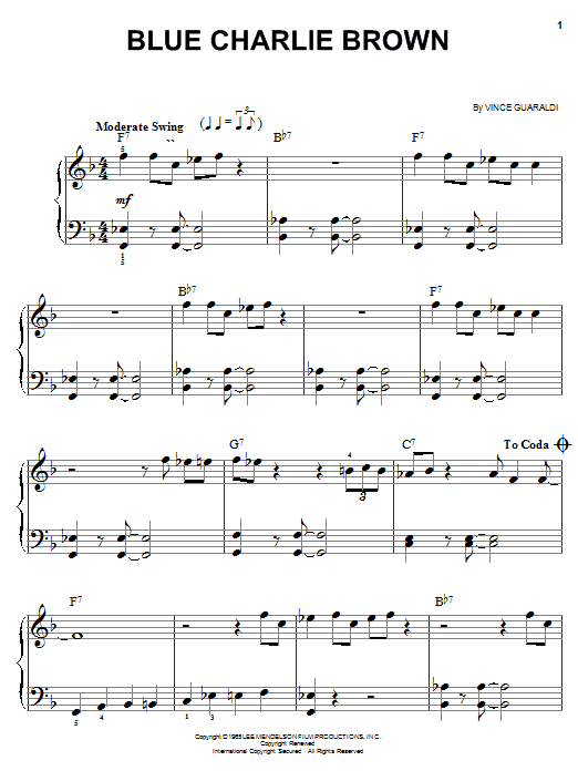 Preview Vince Guaraldi Blue Charlie Brown Children sheet music, notes and chords for Easy Piano, SKU: 19345 sheet music, piano notes, chords, guitar tabs, score, transpose, transcribe, how to play, guide, download, learn, tutorial, progression, song, artist, awards, billboard, mtv, vh1, tour, single, album, release