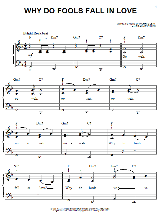 Preview Frankie Lymon & The Teenagers Why Do Fools Fall In Love Pop sheet music, notes and chords for Easy Piano, SKU: 19360 sheet music, piano notes, chords, guitar tabs, score, transpose, transcribe, how to play, guide, download, learn, tutorial, progression, song, artist, awards, billboard, mtv, vh1, tour, single, album, release