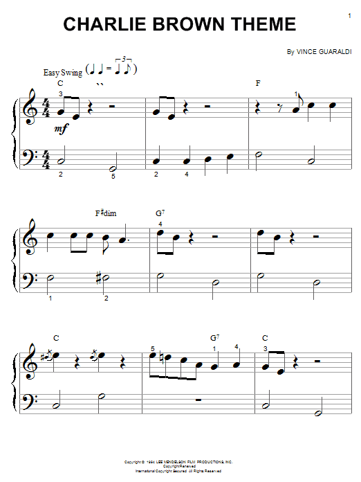 Preview Vince Guaraldi Charlie Brown Theme Children sheet music, notes and chords for Piano (Big Notes), SKU: 19490 sheet music, piano notes, chords, guitar tabs, score, transpose, transcribe, how to play, guide, download, learn, tutorial, progression, song, artist, awards, billboard, mtv, vh1, tour, single, album, release