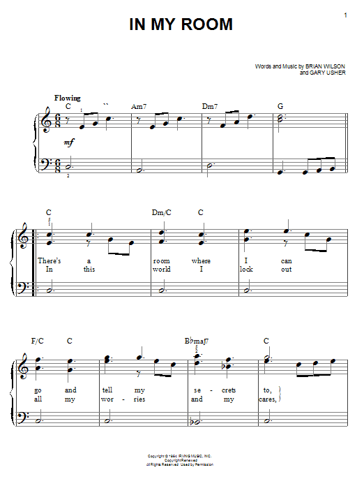 Preview The Beach Boys In My Room Rock sheet music, notes and chords for Easy Piano, SKU: 19500 sheet music, piano notes, chords, guitar tabs, score, transpose, transcribe, how to play, guide, download, learn, tutorial, progression, song, artist, awards, billboard, mtv, vh1, tour, single, album, release