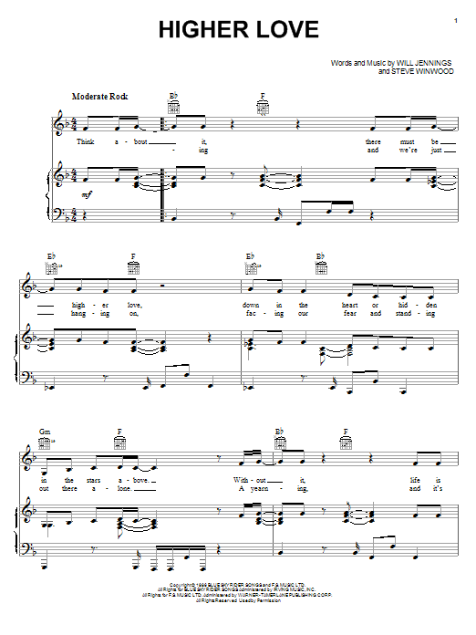 Preview Steve Winwood Higher Love Musicals sheet music, notes and chords for Piano, Vocal & Guitar (Right-Hand Melody), SKU: 19514 sheet music, piano notes, chords, guitar tabs, score, transpose, transcribe, how to play, guide, download, learn, tutorial, progression, song, artist, awards, billboard, mtv, vh1, tour, single, album, release
